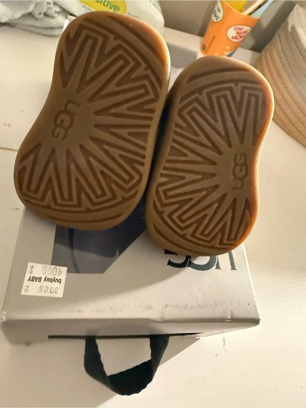 UGG Kids Chestnut Suede Boots with Red Laces